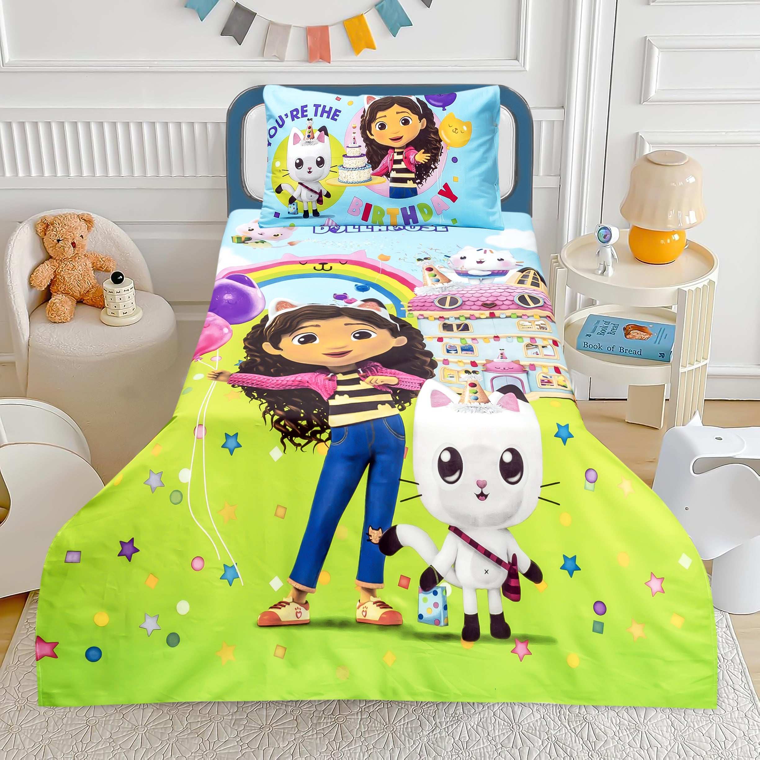 Colorful Printed Bed Sheet for Girls with Pillow Cover Cotton Fabric