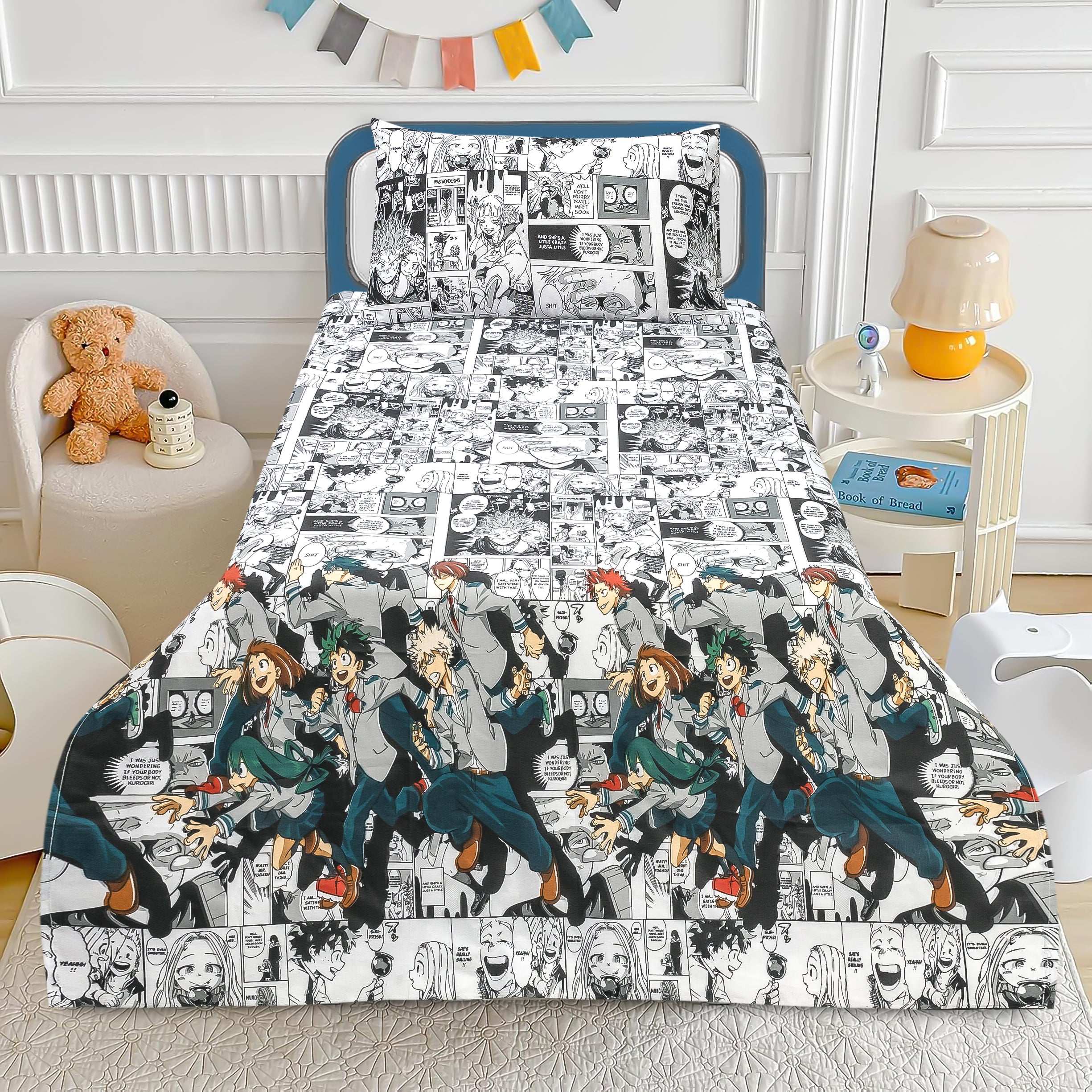 Cartoon Comic Bed Sheet for Kids Boys Cotton Soft Comfortable Set