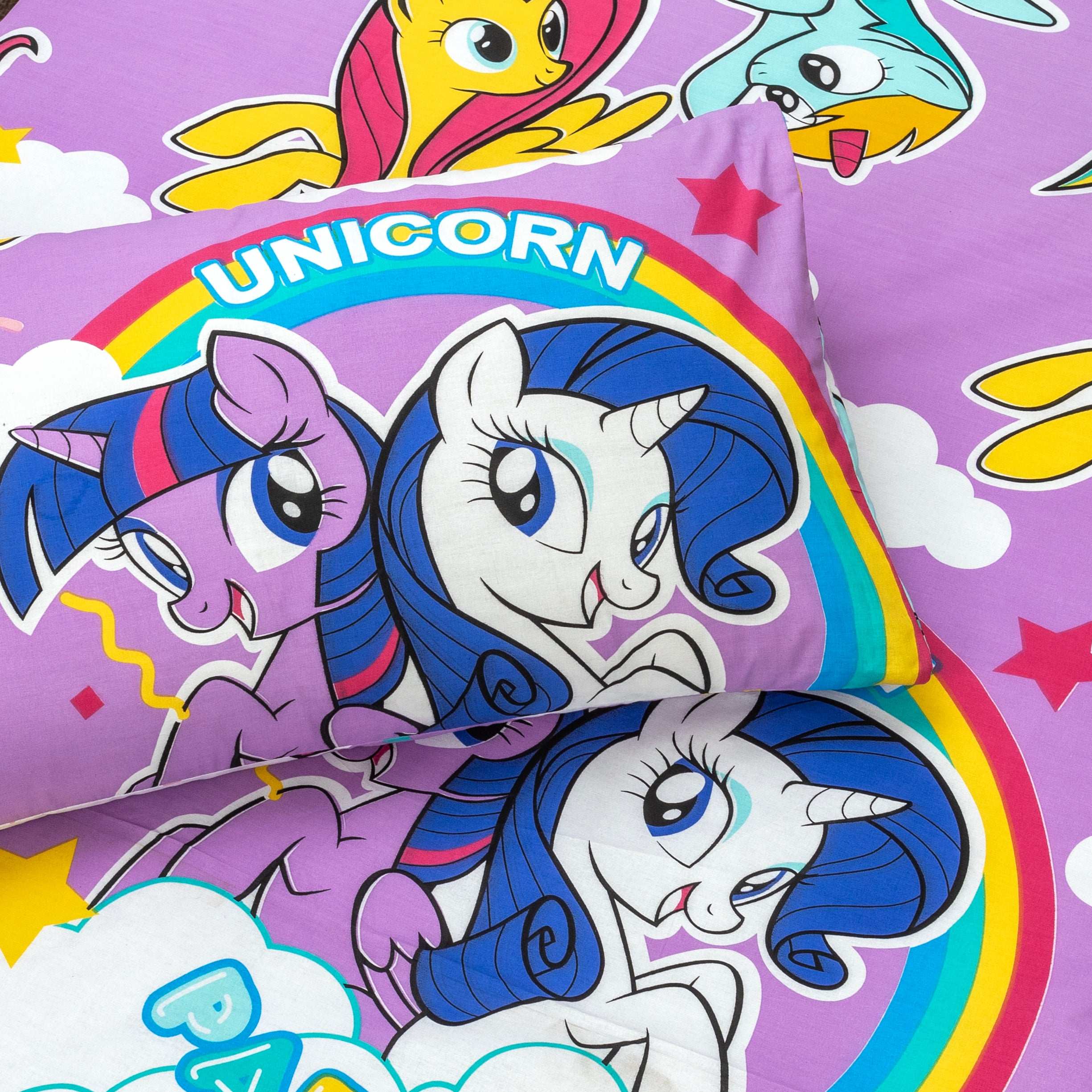 Premium Cotton Kids Bed Sheet Set with Unicorn Print and Pillow Cover