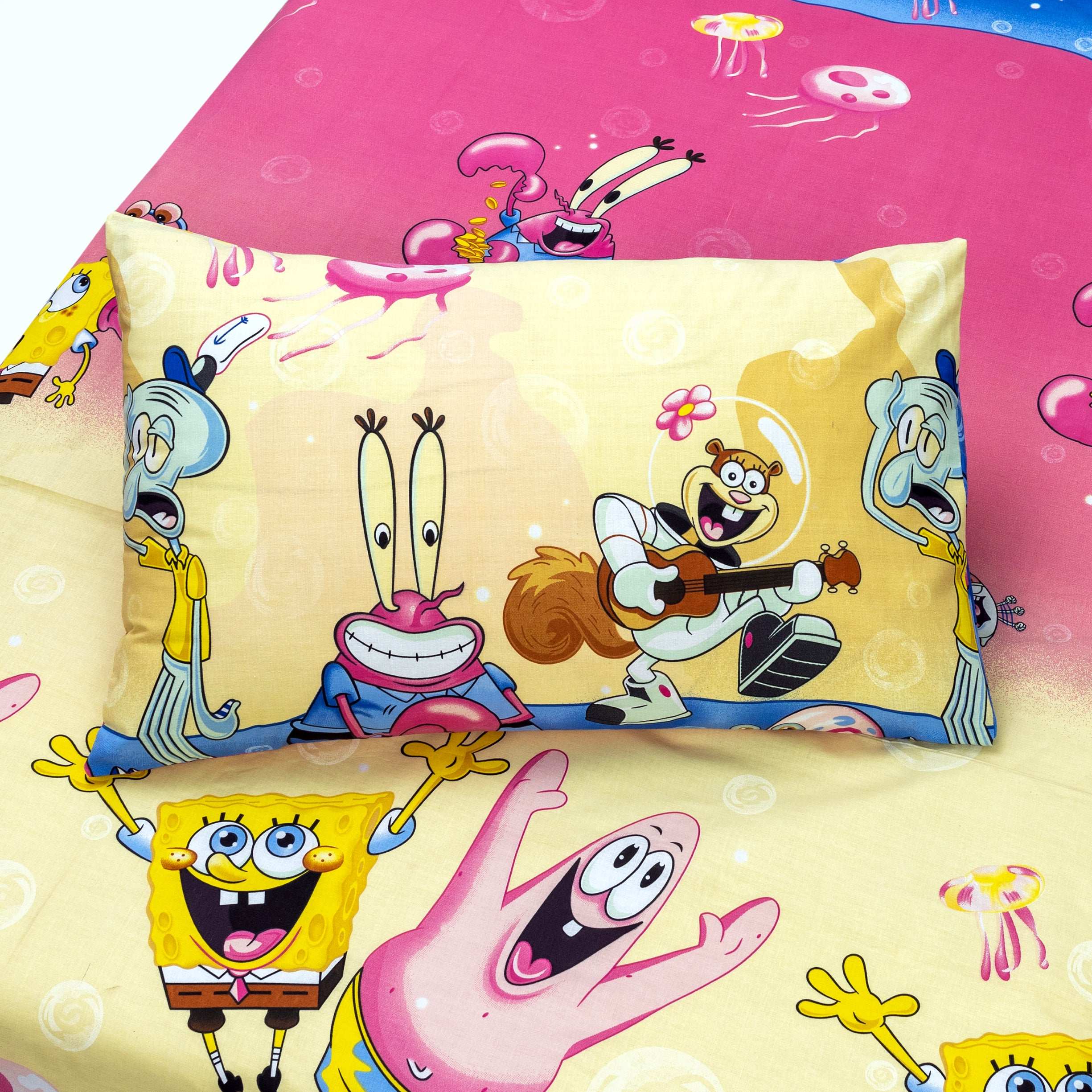 High Quality SpongeBob Design Kids Bed Sheet Cotton Fabric by Alezam Bedding