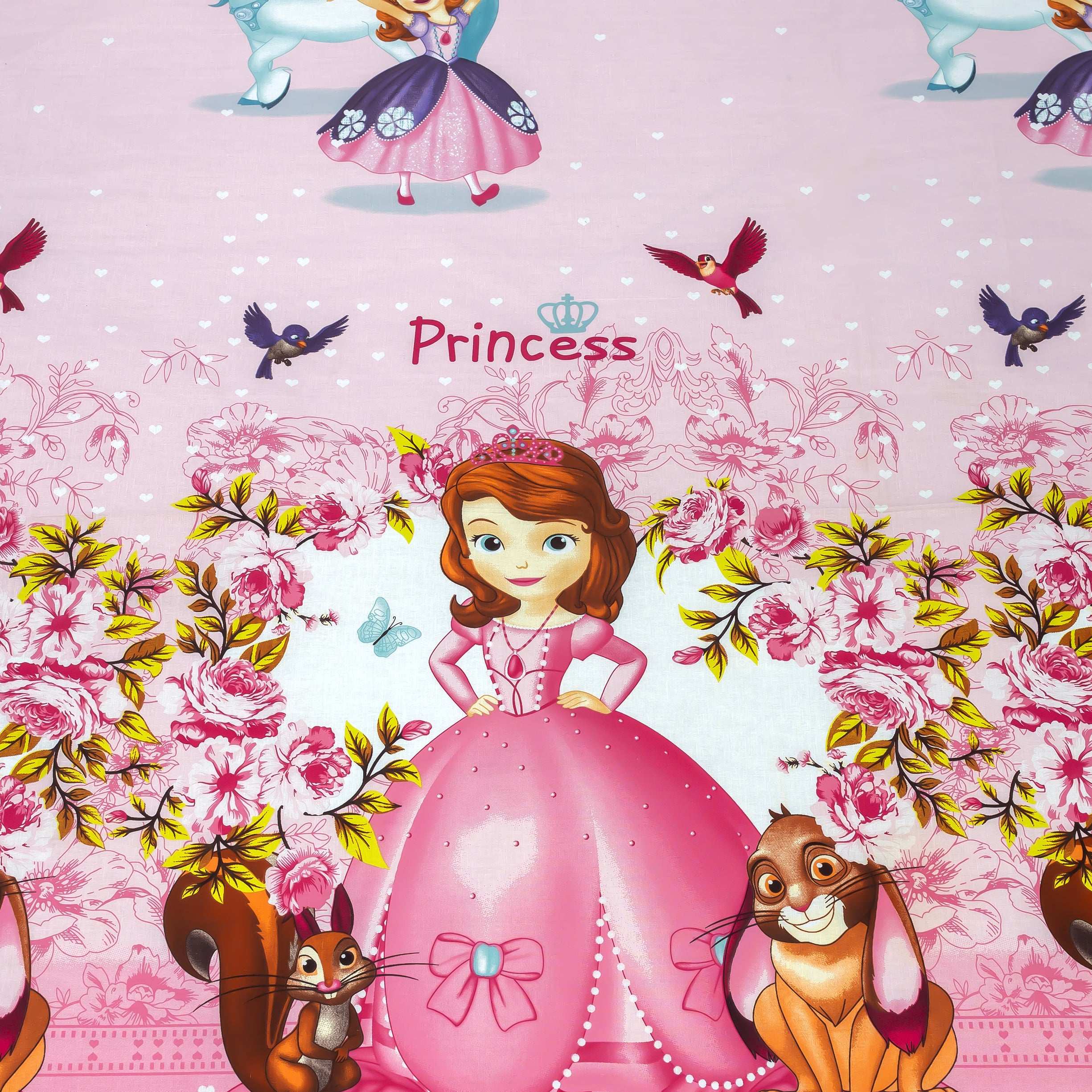 Cute Cartoon Bed Sheet for Kids Girls Princess Sofia the First Print Cotton Bedding