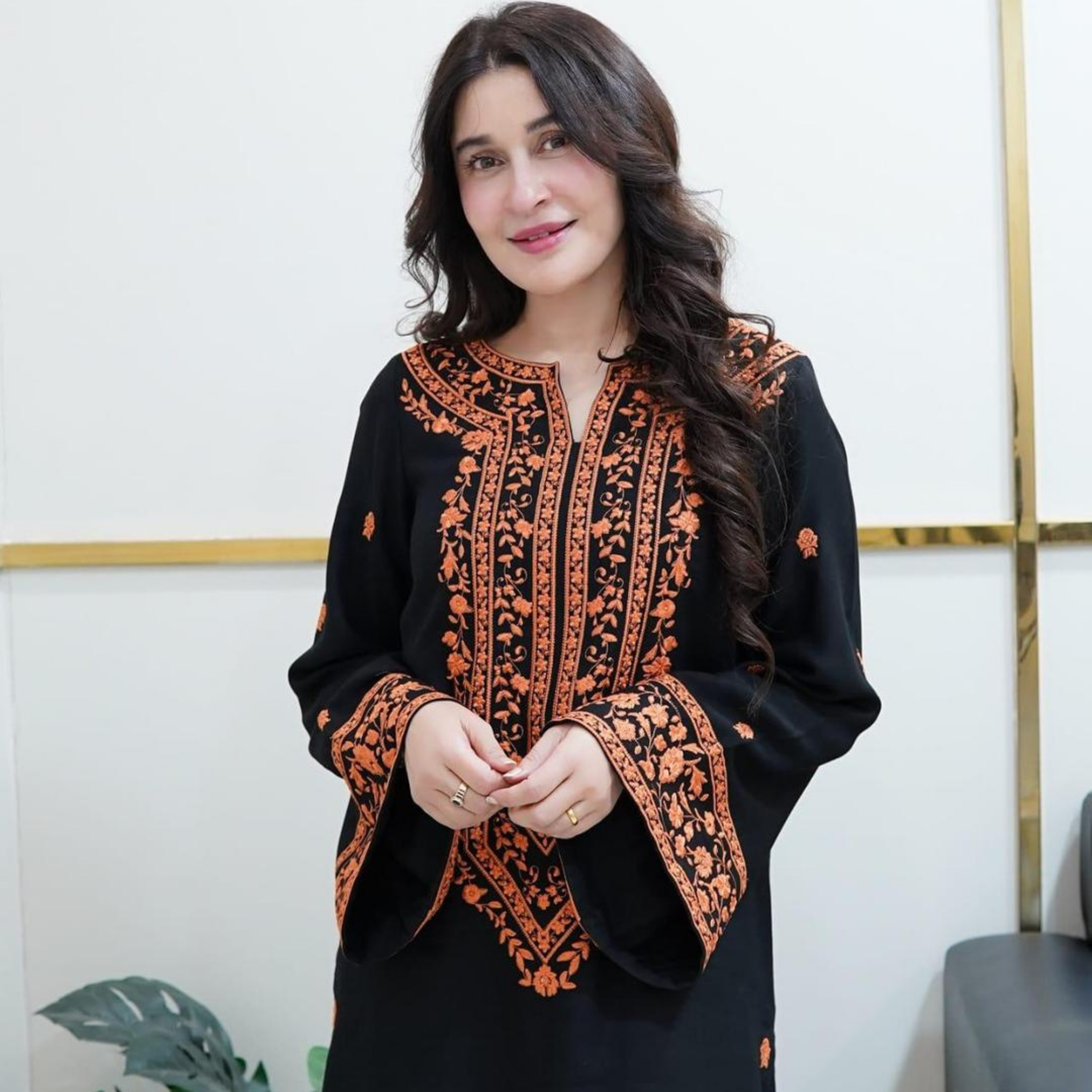 Black Embroidered Cotton Stitched 2 Piece Suit for Women – Elegant Shirt & Trouser Set
