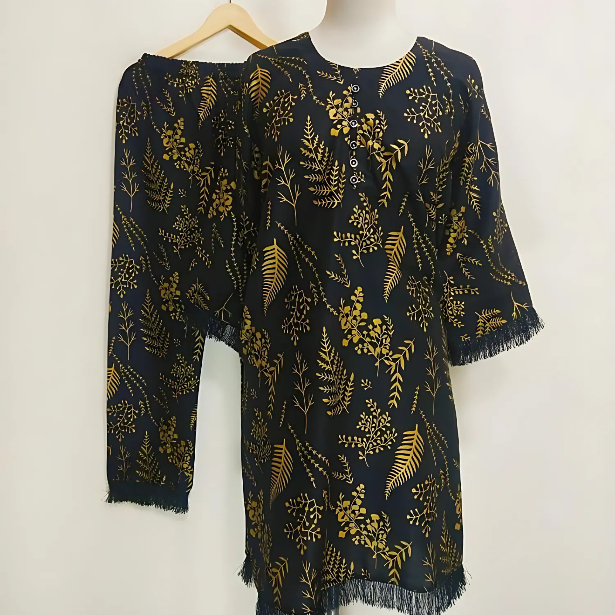 Printed Lawn 2 Piece Stitched Suit for Women – Round Neck Shirt with Trouser