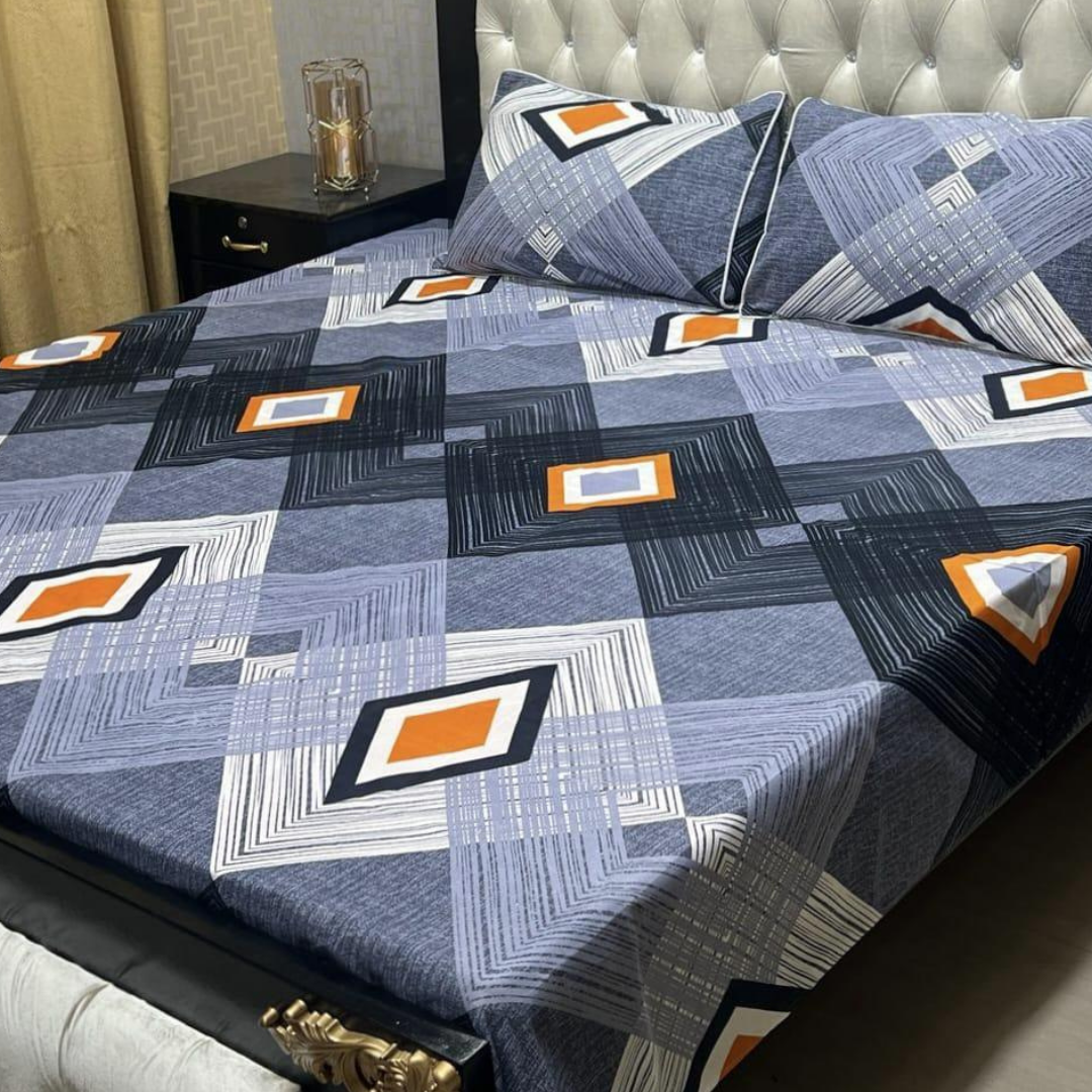 King Size 3 Pcs Cotton Bed Sheet Set Online in Pakistan