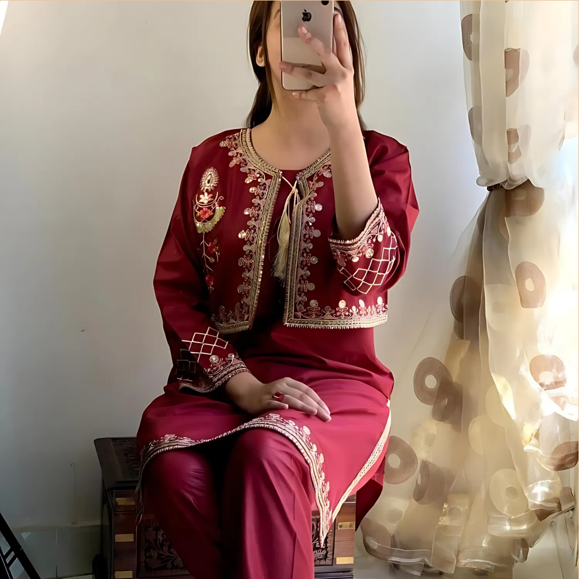 Stitched Cotton Lawn Sequin Embroidered 2 Piece Suit for Women