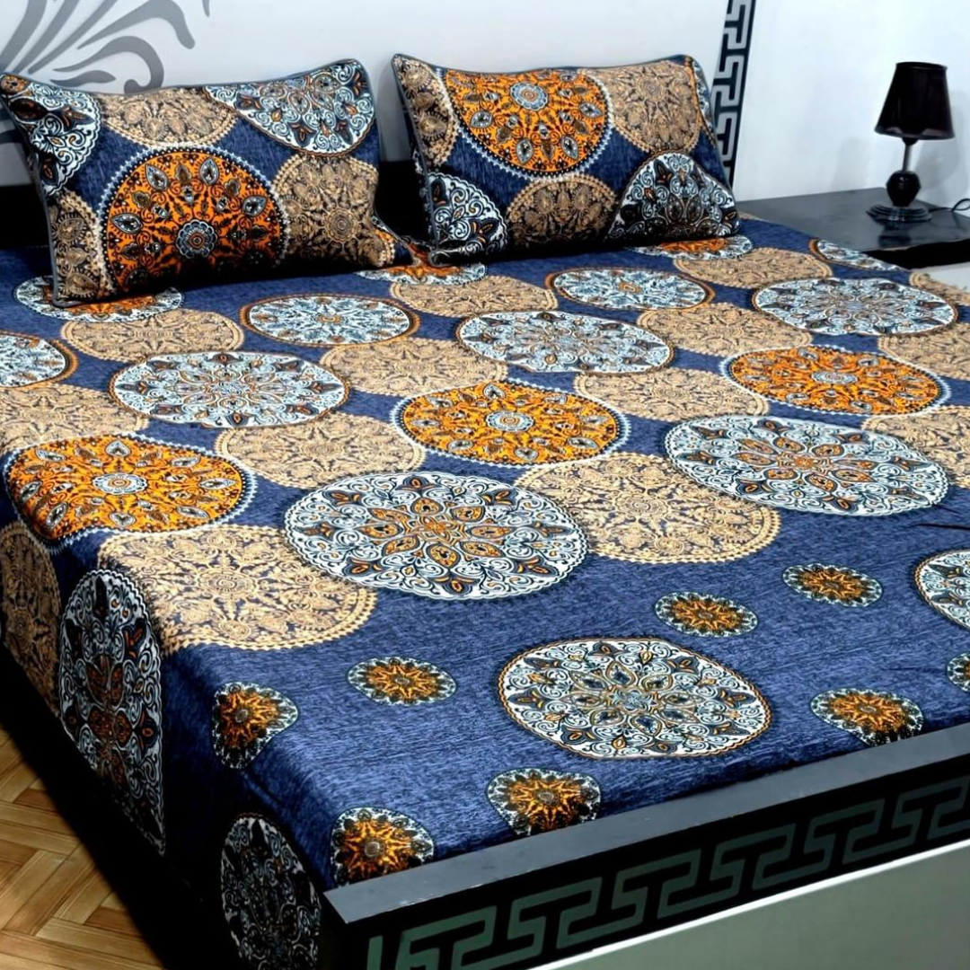 Premium 3 Pcs Cotton Bed Sheet with Pillow Covers