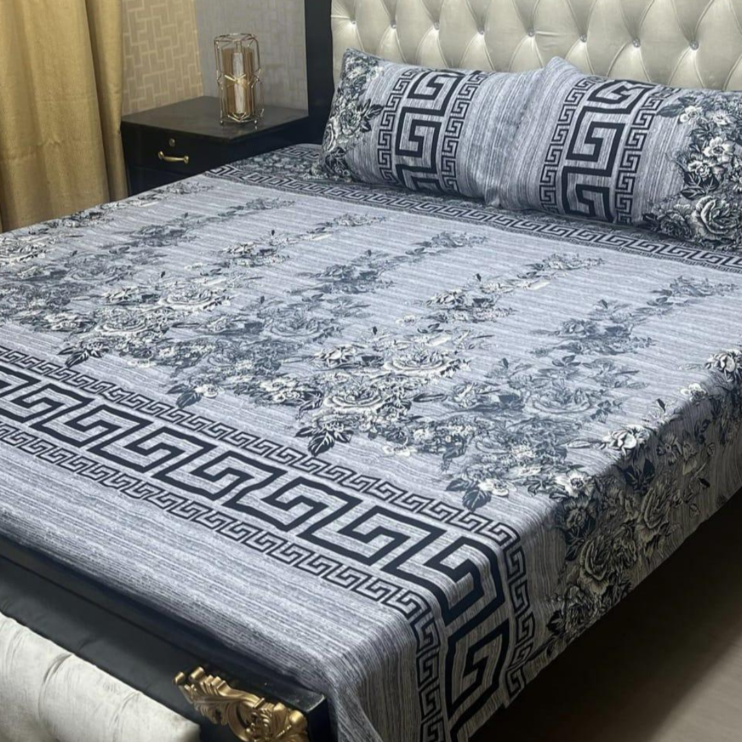 3 Pcs Double Bed Cotton Bed Sheet Set in Pakistan