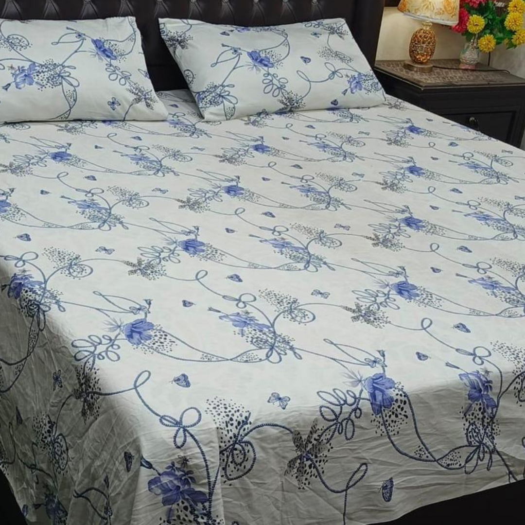 Premium Soft Cotton 3 Pcs Bed Sheet Set for Double Bed