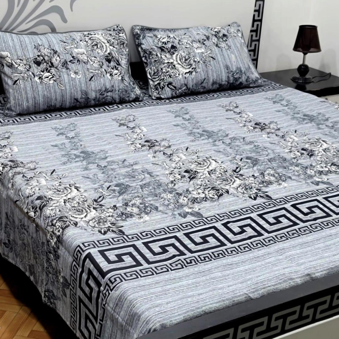 3 Pcs Double Bed Cotton Bed Sheet Set in Pakistan