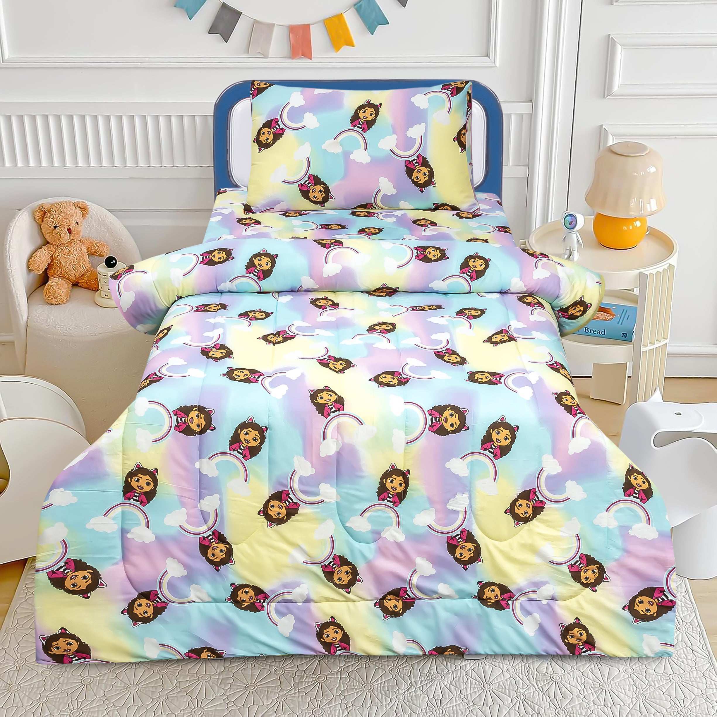 Kids Cartoon Bed Sheet with Skye Design and Cotton Quilted Comforter Set