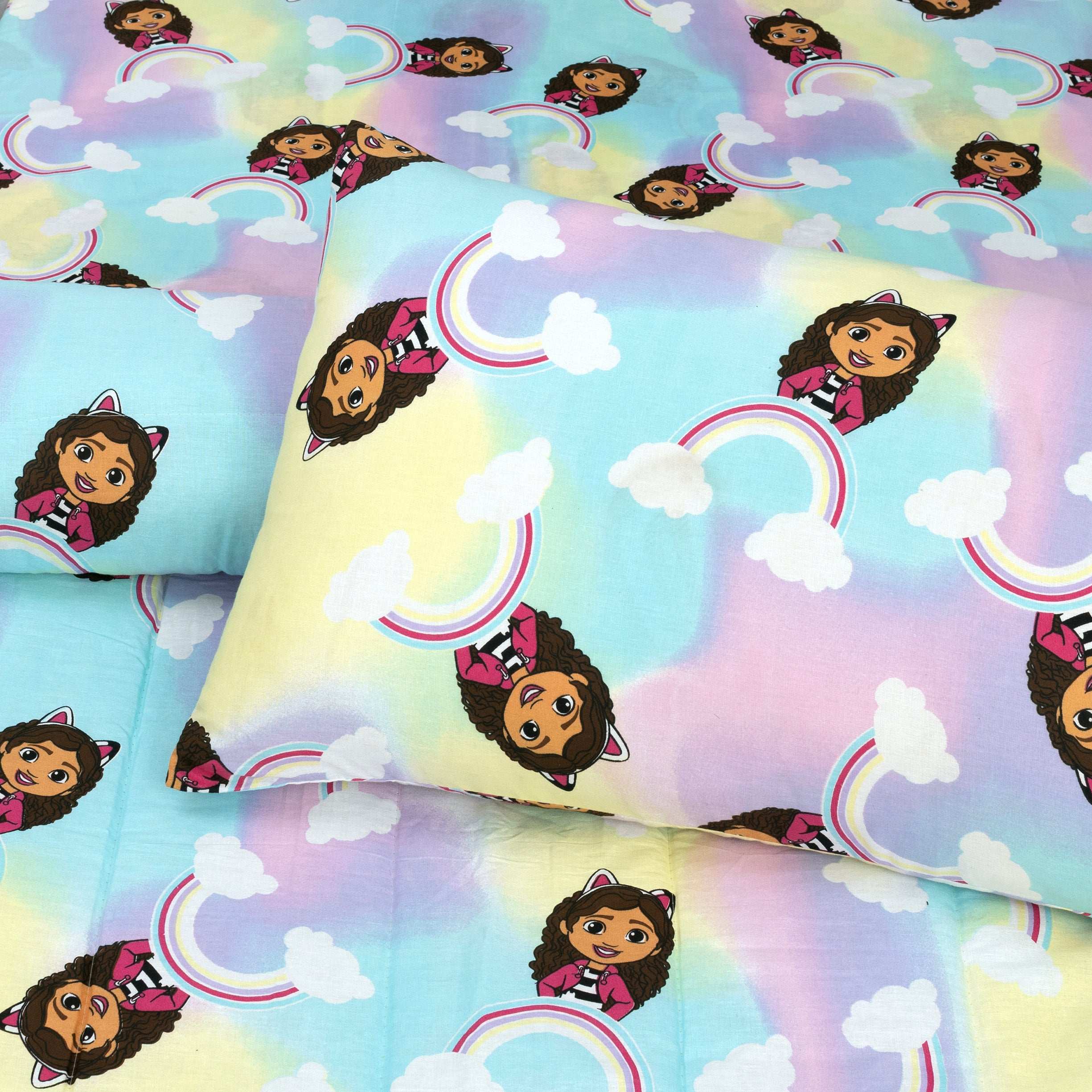 Kids Cartoon Bed Sheet with Skye Design and Cotton Quilted Comforter Set