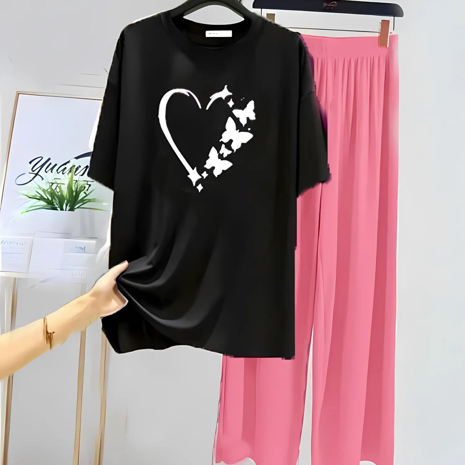 Women's 2 Pcs Cotton Jersey Night Dress Comfortable and Breathable