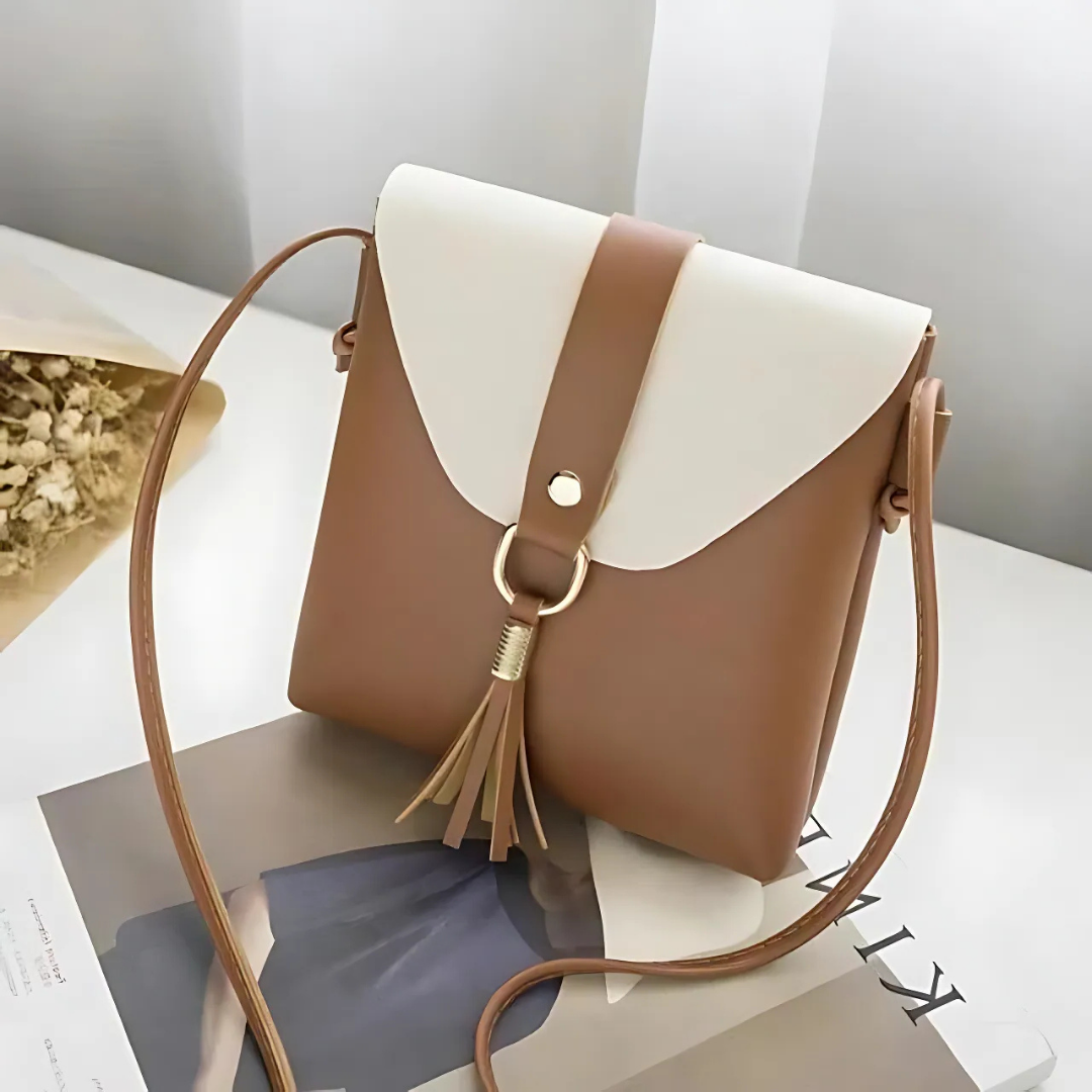 Multipurpose Brown PU Leather Crossbody Bag with Buckle Flap