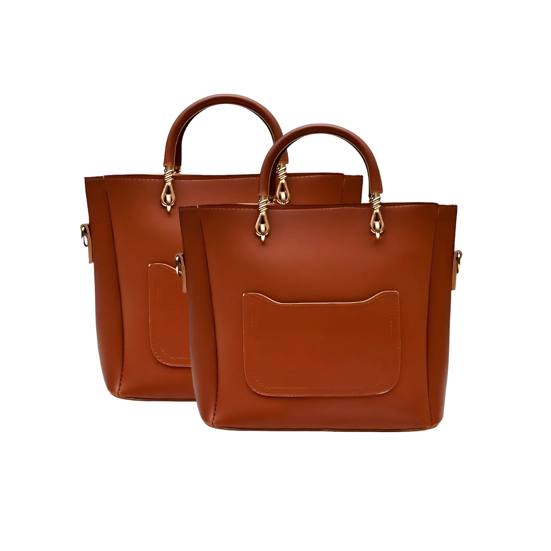 Elegant Women's PU Leather Shoulder Bag Plain Pattern