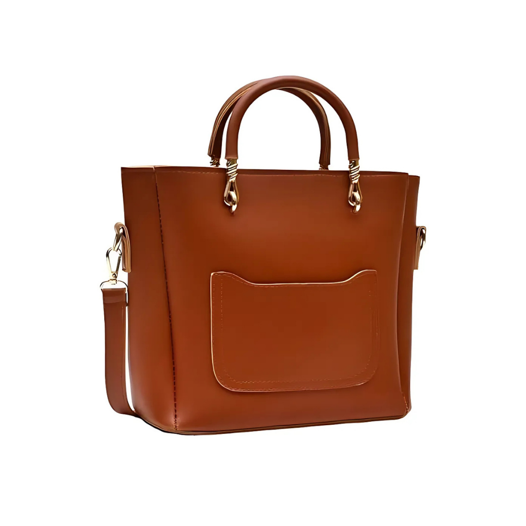 Elegant Women's PU Leather Shoulder Bag Plain Pattern
