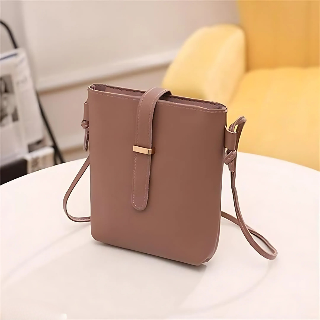 Multipurpose Mini Brown PU Leather Crossbody Bag for Girls