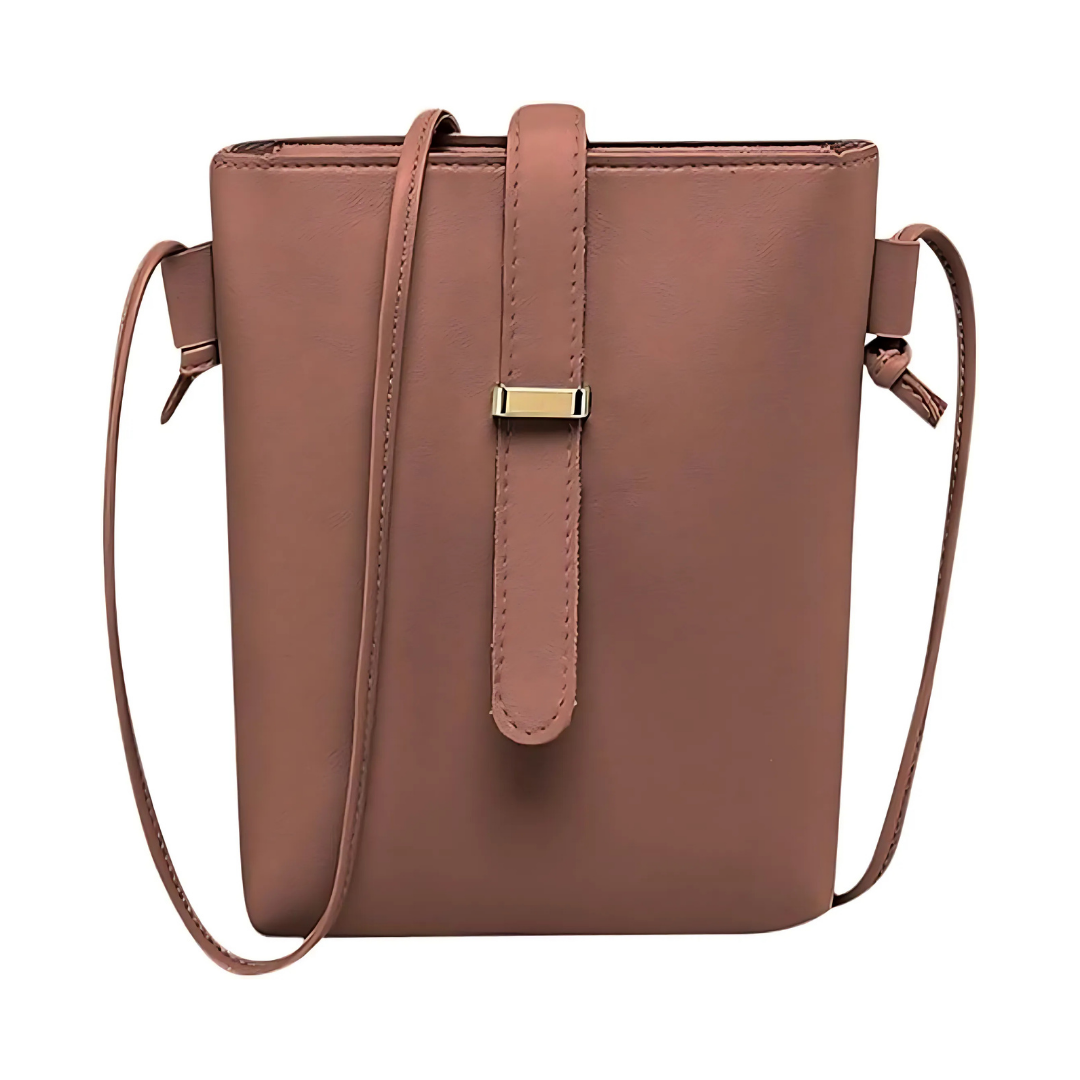 Multipurpose Mini Brown PU Leather Crossbody Bag for Girls