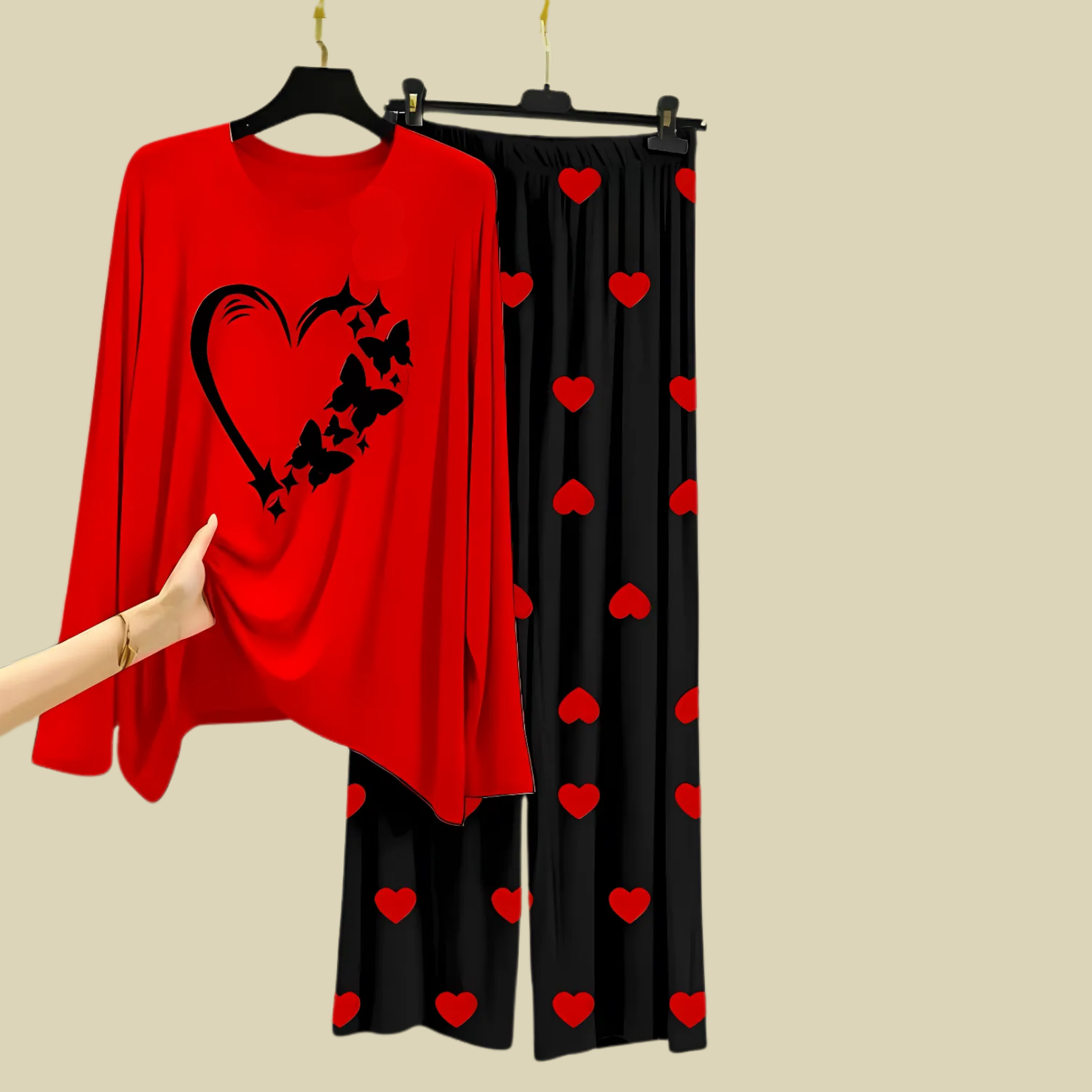 Classic Cotton Jersey 2 Pcs Night Dress Set for Women