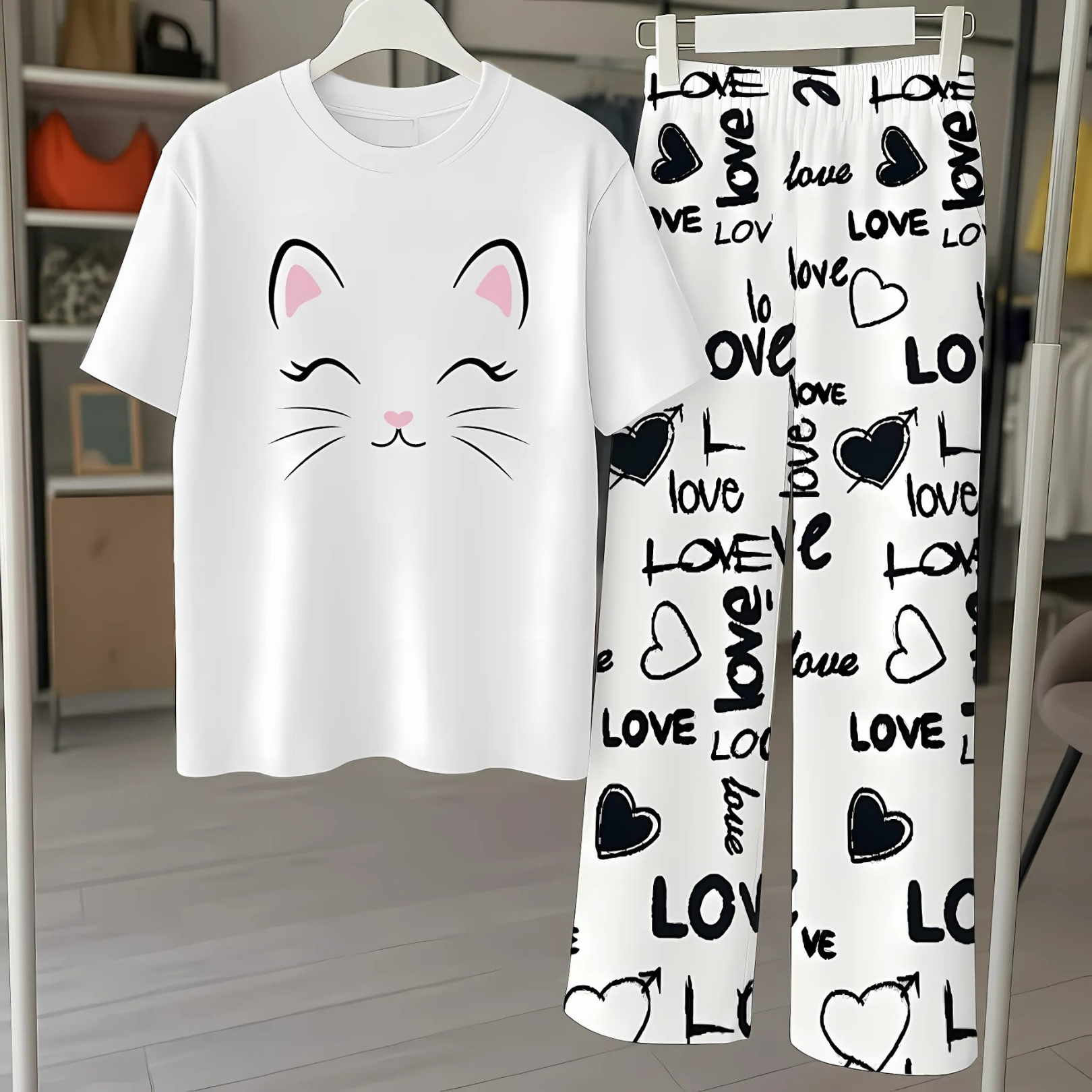 Women's 2 Piece Cotton Nightwear Set Soft and Comfortable