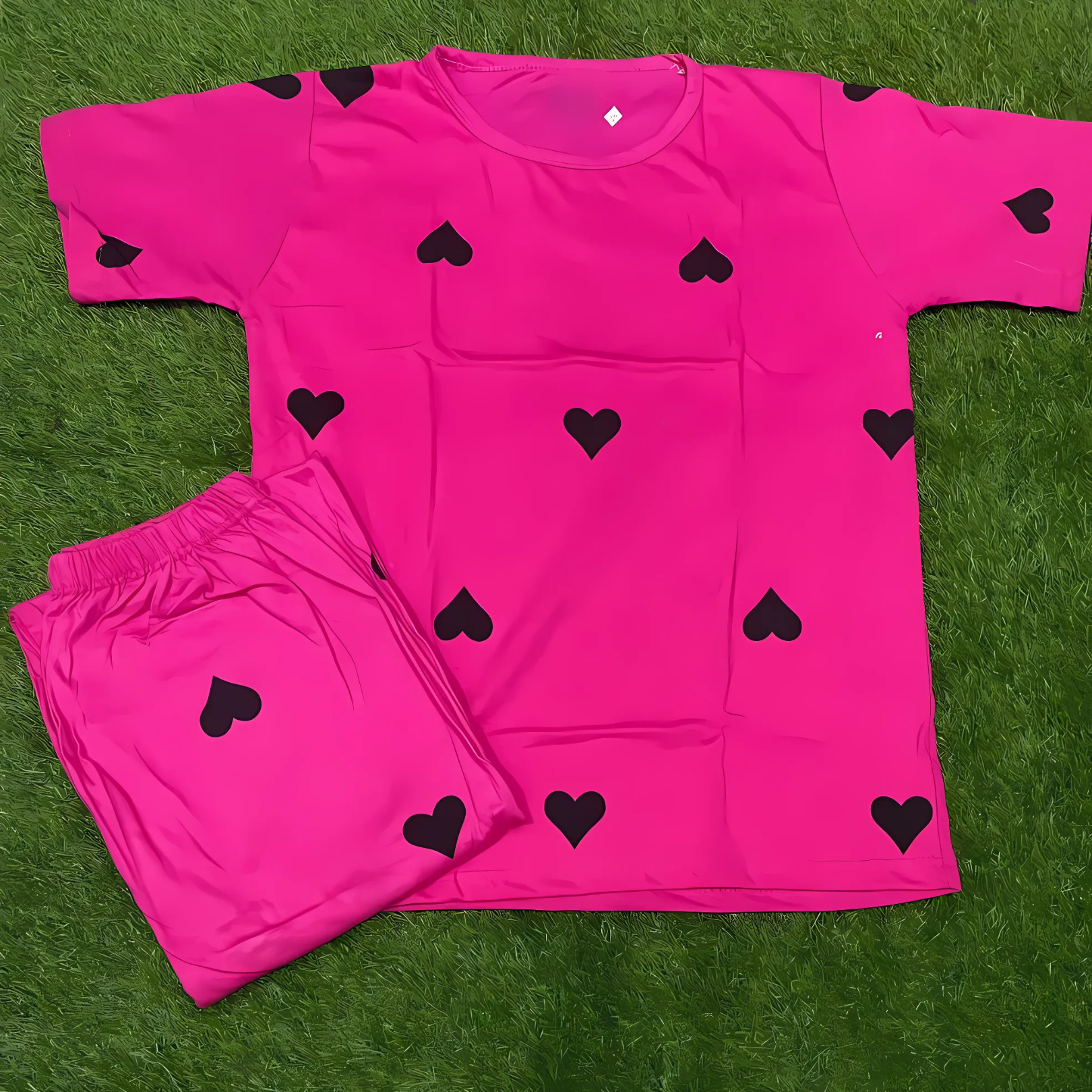 Bibi Boutique 2 Piece Pink Stitched Cotton Night Suit Set for Women