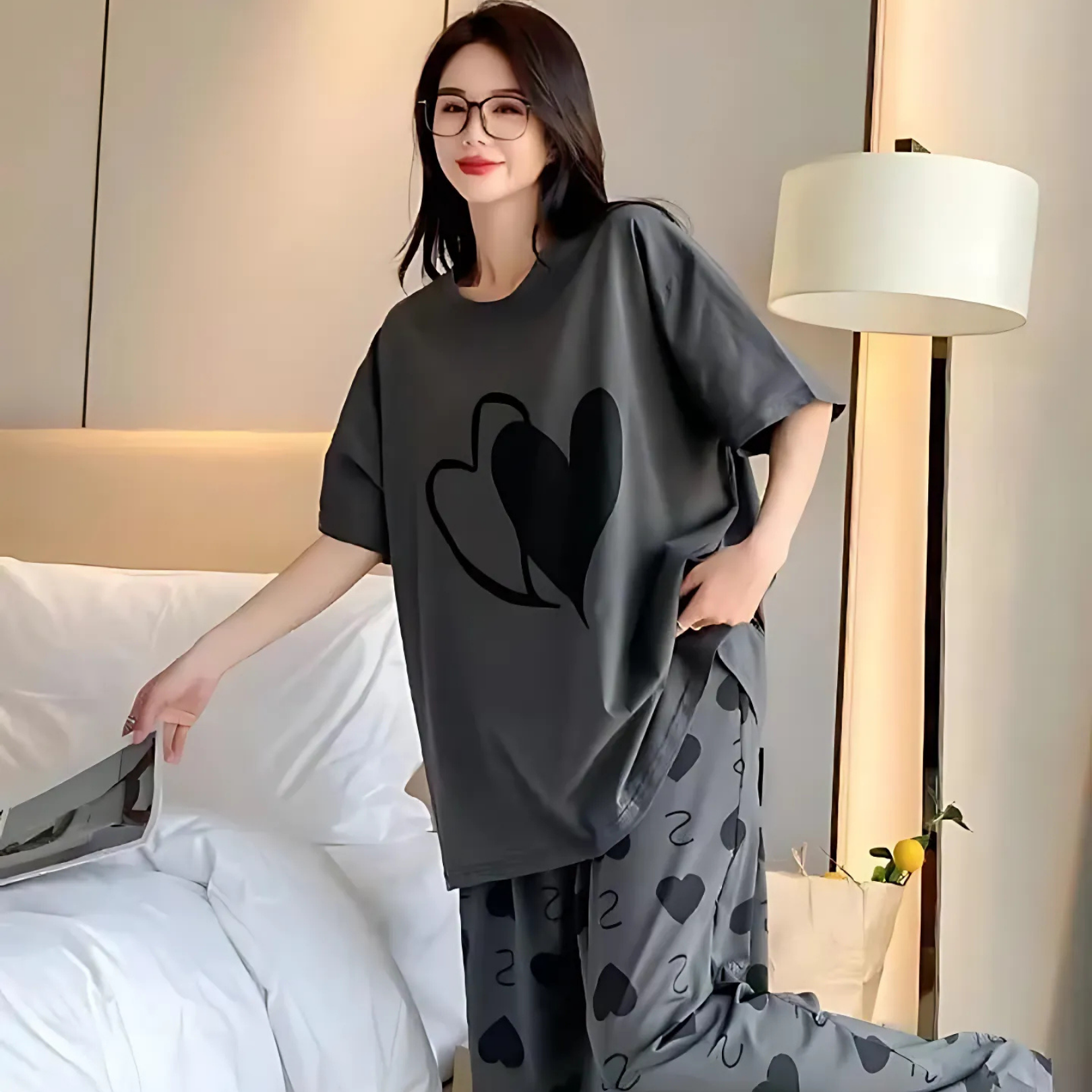 2 Pcs Relax Fit Nightwear for Women in Stitched Cotton Jersey