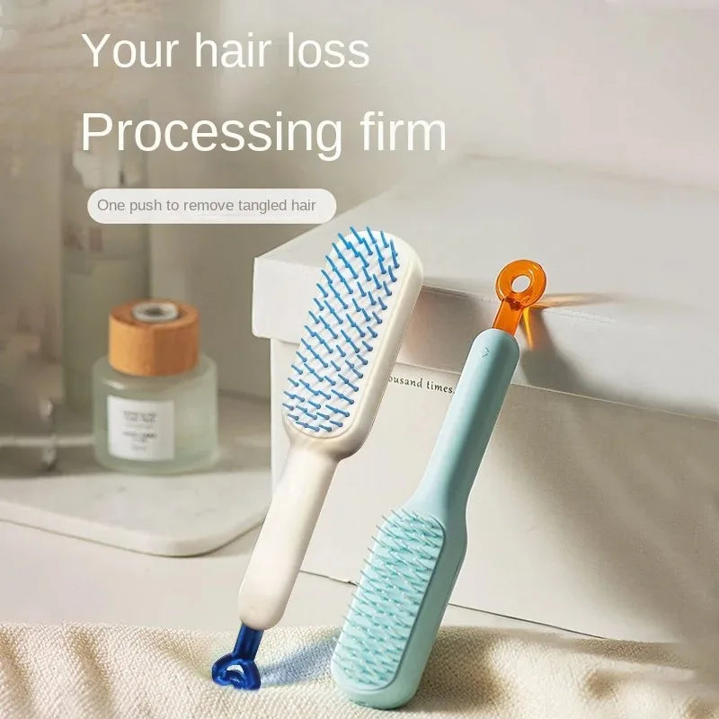 Self Cleaning Hair Brush for Women Easy to Clean Comb for Tangle Free Hair-Random color