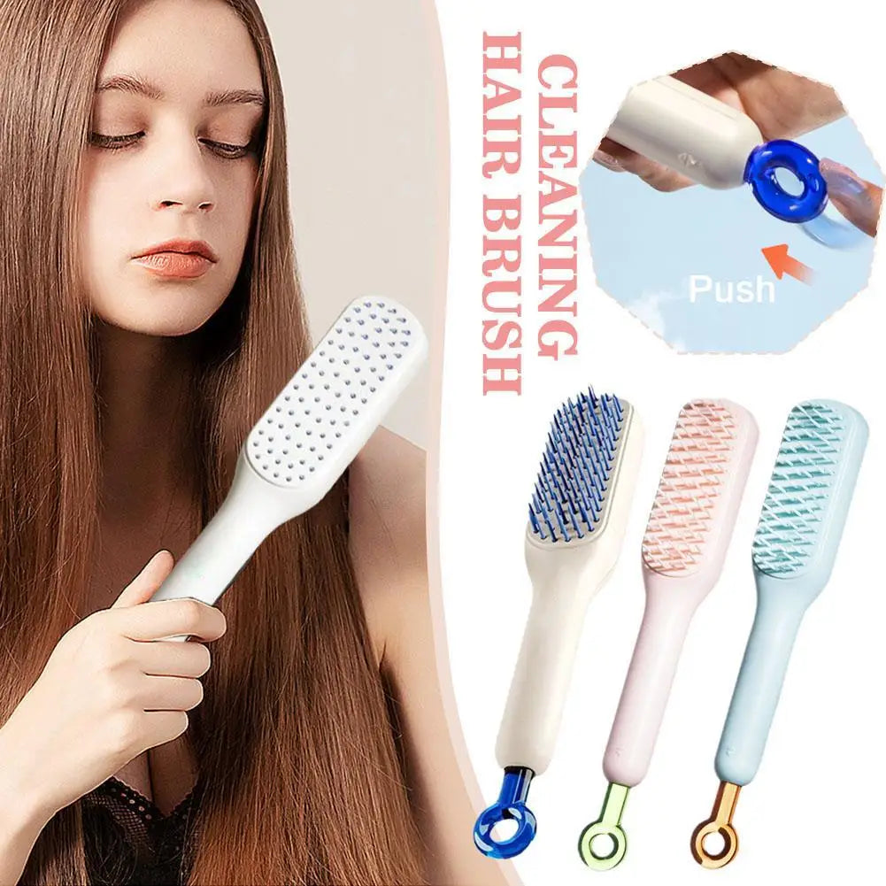 Self Cleaning Hair Brush for Women Easy to Clean Comb for Tangle Free Hair-Random color
