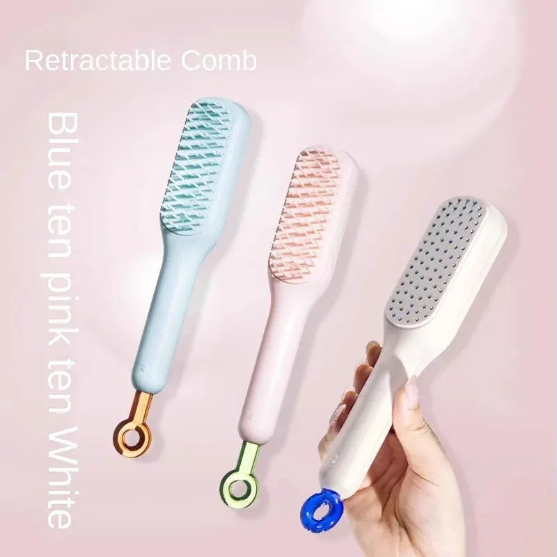 Self Cleaning Hair Brush for Women Easy to Clean Comb for Tangle Free Hair-Random color