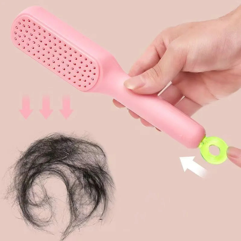 Self Cleaning Hair Brush for Women Easy to Clean Comb for Tangle Free Hair-Random color
