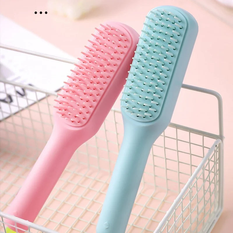Self Cleaning Hair Brush for Women Easy to Clean Comb for Tangle Free Hair-Random color
