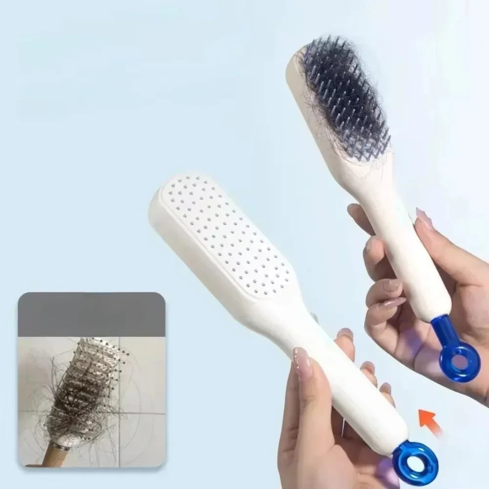 Self Cleaning Hair Brush for Women Easy to Clean Comb for Tangle Free Hair-Random color