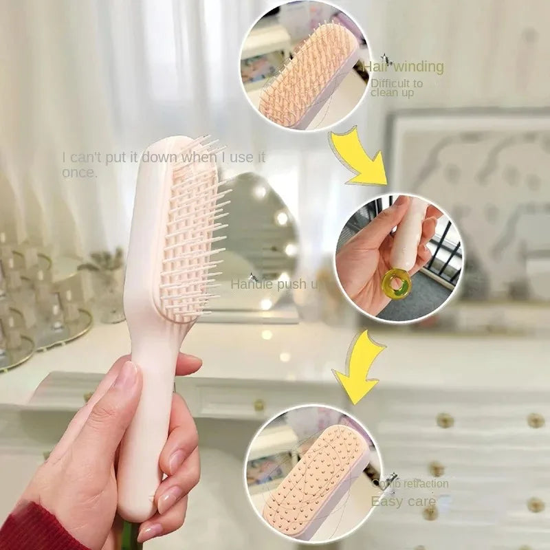 Self Cleaning Hair Brush for Women Easy to Clean Comb for Tangle Free Hair-Random color